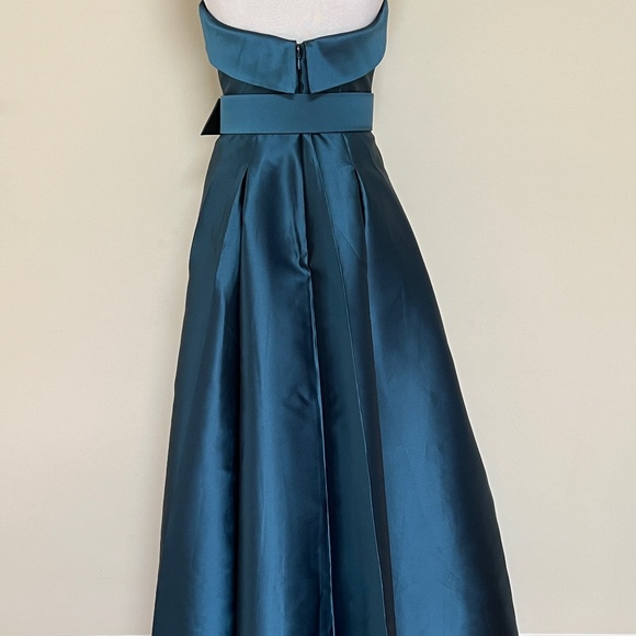 Sachin & Babi Ceri Deep Teal Beaded Belted Strapless Ball Gown Dress - Picture 12 of 13